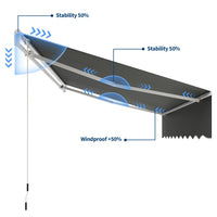 Garvee Manual Retractable Awning 10'x8' Waterproof, UV50+ Protection, Heavy-Duty Aluminum Frame, Adjustable Roll-Out, Gray, for Deck & Porch