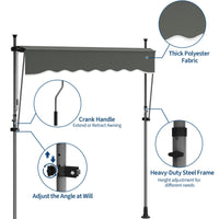 Garvee Retractable Awning Grey - Sun Protection & Easy Operation - Durable Fabric - Outdoor Patio & Backyard Use