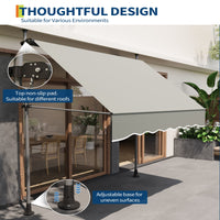 Garvee Retractable Awning Grey - Sun Protection & Easy Operation - Durable Fabric - Outdoor Patio & Backyard Use