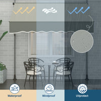 Garvee Retractable Awning Grey - Sun Protection & Easy Operation - Durable Fabric - Outdoor Patio & Backyard Use