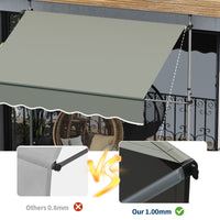 Garvee Retractable Awning Grey - Sun Protection & Easy Operation - Durable Fabric - Outdoor Patio & Backyard Use