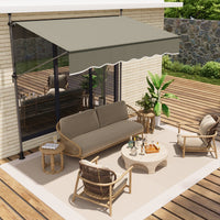 Garvee Retractable Awning Grey - Sun Protection & Easy Operation - Durable Fabric - Outdoor Patio & Backyard Use