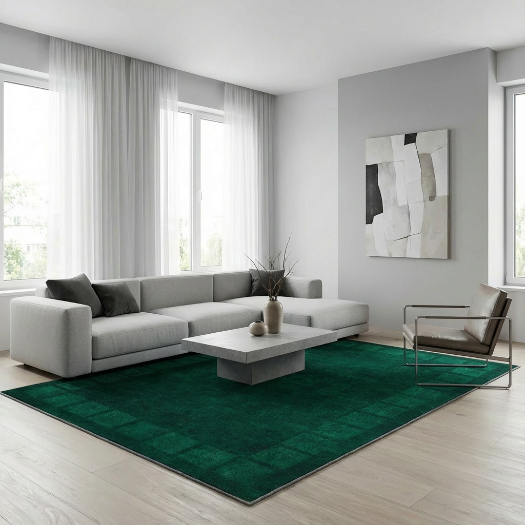 Garvee Large Washable Area Rug 10x13 Modern Bordered Living Room Rug Geometric Bedroom Rug, Non Slip Non Shedding Floor Carpet, Distressed Green Rug, Soft Low Pile Rug for Office