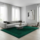 Garvee 5x7 Ft Soft Washable Area Rug Modern Bordered Rug Distressed Geometric Floor Carpet, Non Slip Thin Rug, Checked Rug, Non Shedding Low Pile Rug for Living Room, Bedroom, Green - Green