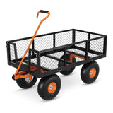 Garvee Steel Garden Cart Mesh Steel Heavy Duty 500lbs Capacity Removable Sides 10-In Tires Yard Lawn Garden - Black