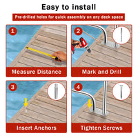Garvee 54" Pool Handrail for Inground Pools, 304 Stainless Steel Stair Rail with Non-Slip Grip, 375 lb Capacity, Easy Install