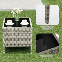 Garvee 3 Pieces Outdoor Patio Furniture Sets, Rattan Patio Table and Chairs Set with Soft Cushion and gray Table, Outdoor Furniture for Garden, Backyard, Porch, Poolside