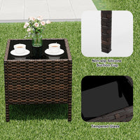 Garvee 3 Pieces Outdoor Patio Furniture Sets, Rattan Patio Table and Chairs Set with Soft Cushion and Brown Table, Outdoor Furniture for Garden, Backyard, Porch, Poolside