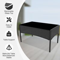 Garvee 4-Piece Rattan Patio Conversation Set with Cushioned Seating & Coffee Table, Black/Cream White