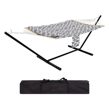 Garvee 2-Person Hammock with Reinforced Steel Frame, 450lb Capacity, Quick-Fold Carry Bag, Cotton Fabric, Portable Lounger for Camping & Beach