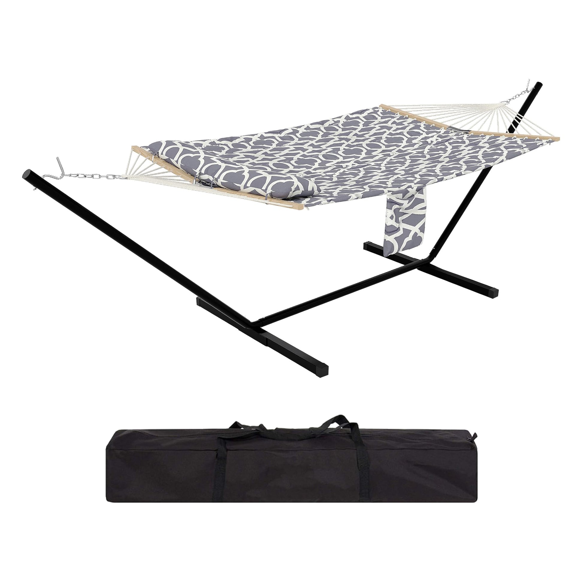 Garvee 2-Person Hammock with Reinforced Steel Frame, 450lb Capacity, Quick-Fold Carry Bag, Cotton Fabric, Portable Lounger for Camping & Beach