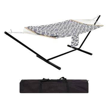 Garvee 2-Person Hammock with Reinforced Steel Frame, 450lb Capacity, Quick-Fold Carry Bag, Cotton Fabric, Portable Lounger for Camping & Beach
