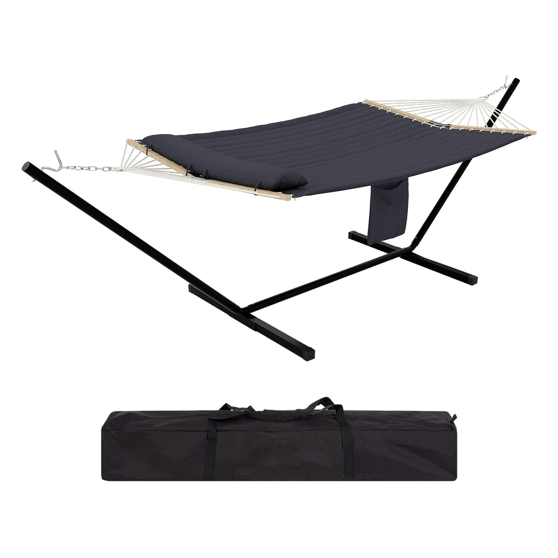 Garvee 2-Person Hammock Set with Collapsible Steel Frame - 450lb Capacity, UV-Resistant, Includes Storage Bag, Dark Gray Concave Design