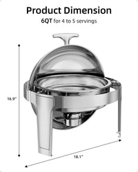 6QT Roll Top Chafing Dish Set, Full Size for Commercial Use - GARVEE