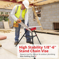 Tripod Stand Chain Vise 1/8-6 Inch Pipe, Portable with Tool Tray