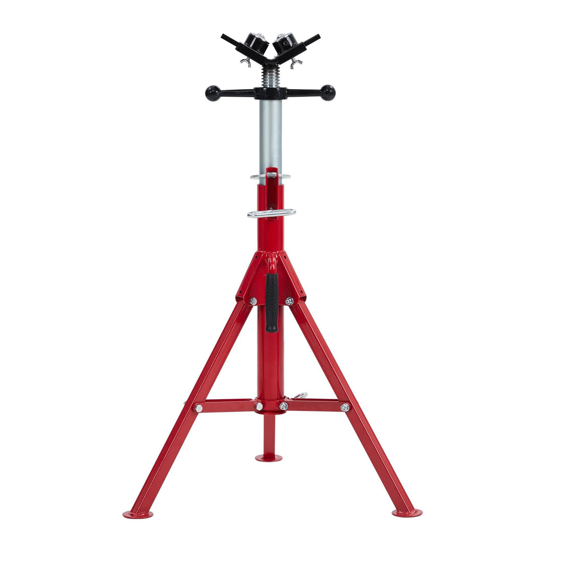 V-Head Pipe Jack Stand with 2-Ball 28-52 Inch Adjustable Height 2500 lb Load Capacity