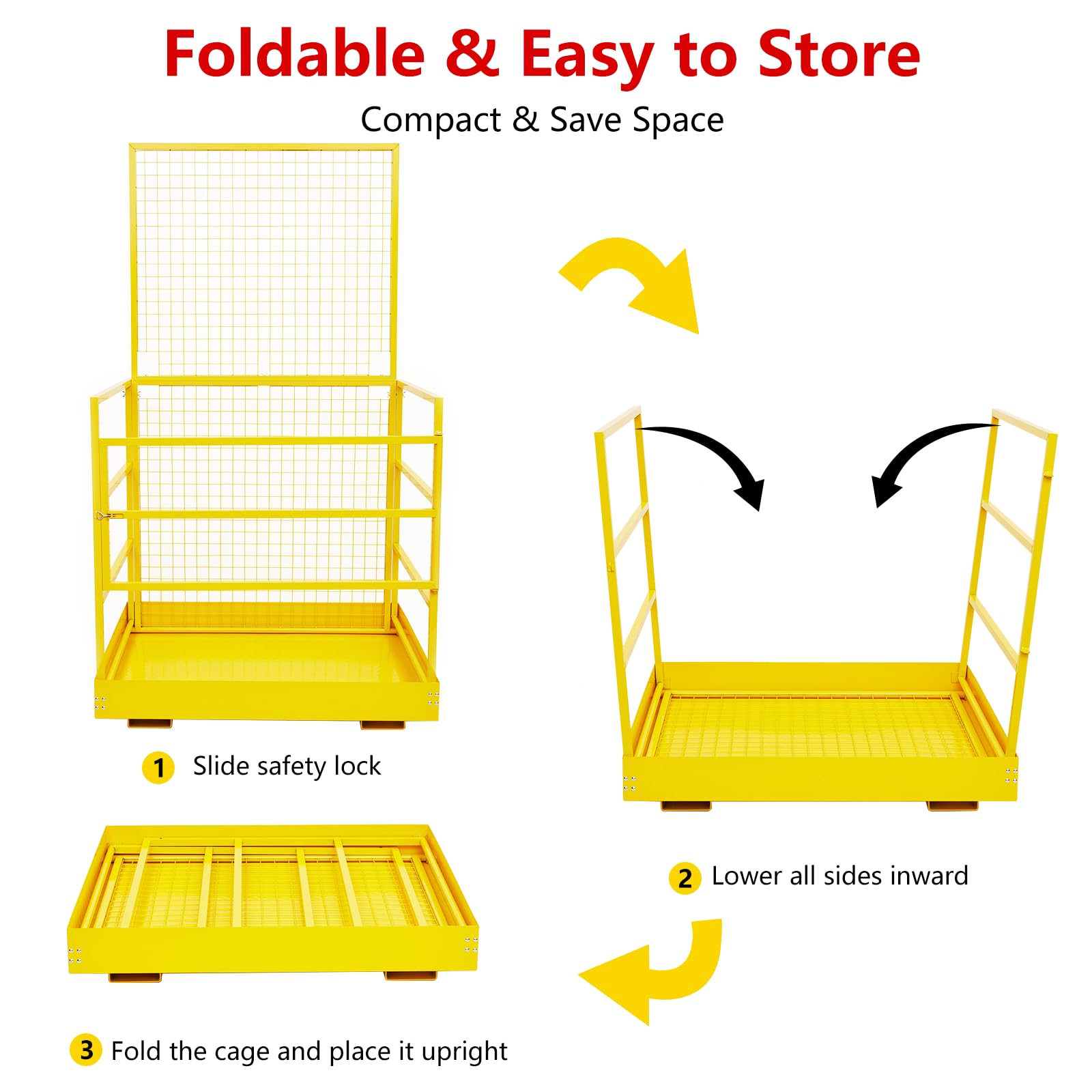 43x45" Foldable Forklift Safety Cage, 1500LBS Capacity - GARVEE