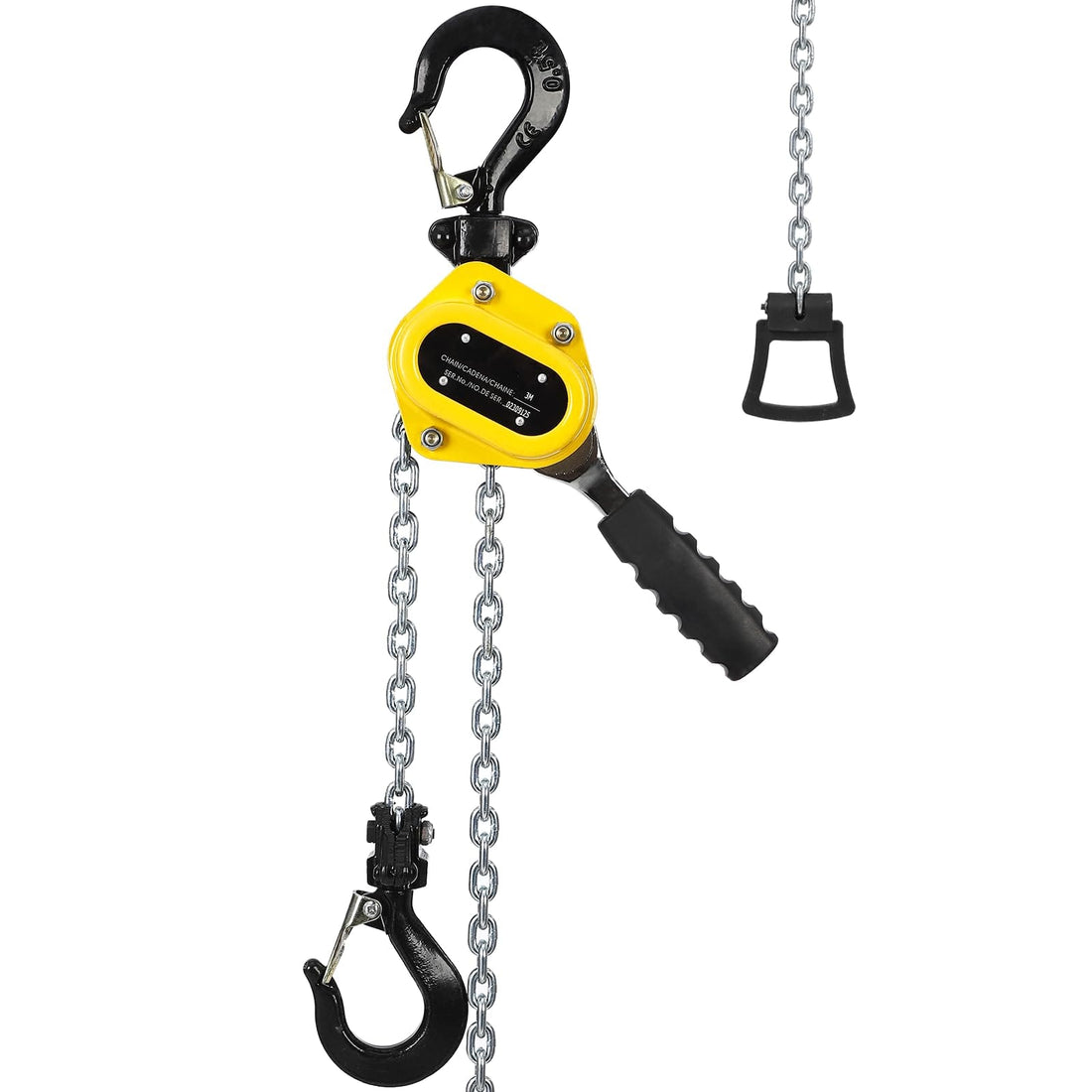 0.25T 10Ft Lever Chain Hoist w/Portable Hooks, 360° Hook