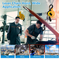 0.25T 10Ft Lever Chain Hoist w/Portable Hooks, 360° Hook