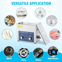 6qt, 6L 40kHz Ultrasonic Cleaner with Timer & Heater for Tools