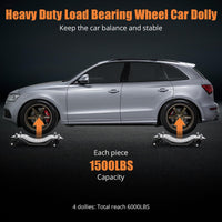 4 Pack 6000 lbs Car Dolly with 360° Wheels - For Vehicles & Boats
