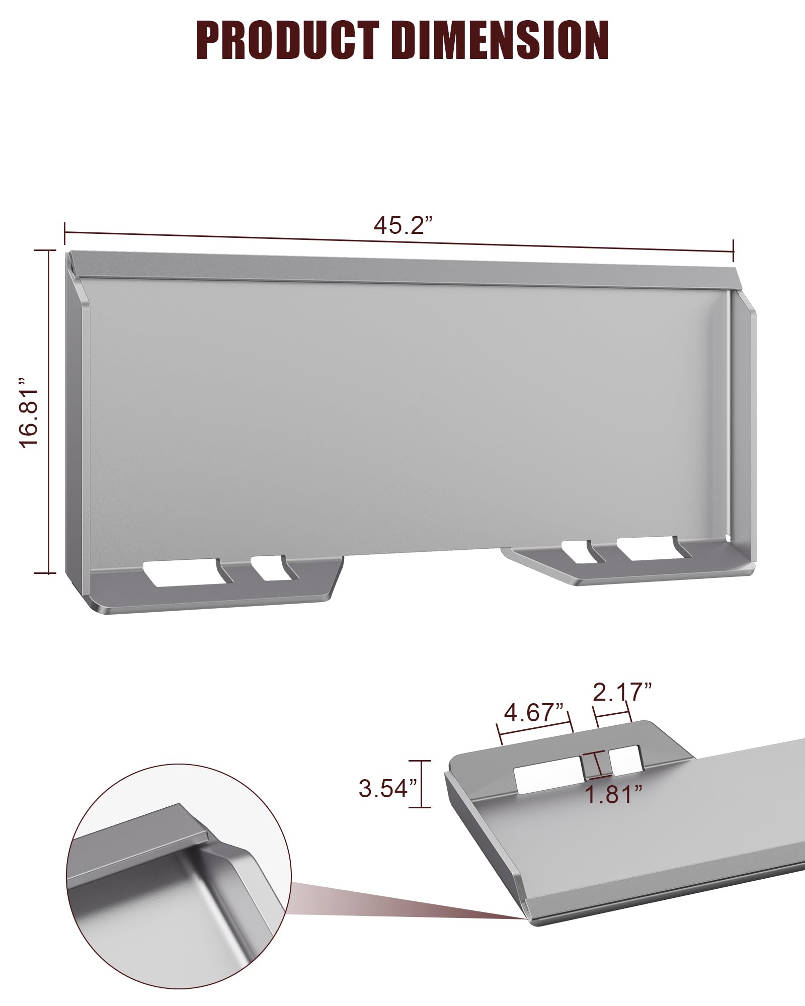 Garvee 1/2 Inch Skid Steer Attachment Plate, Steel Quick Tach Attachment Loader Plate, 12000 LBS Max, Thick Skid Steer Mount Plate Fits Kubota, Bobcat, Tractors