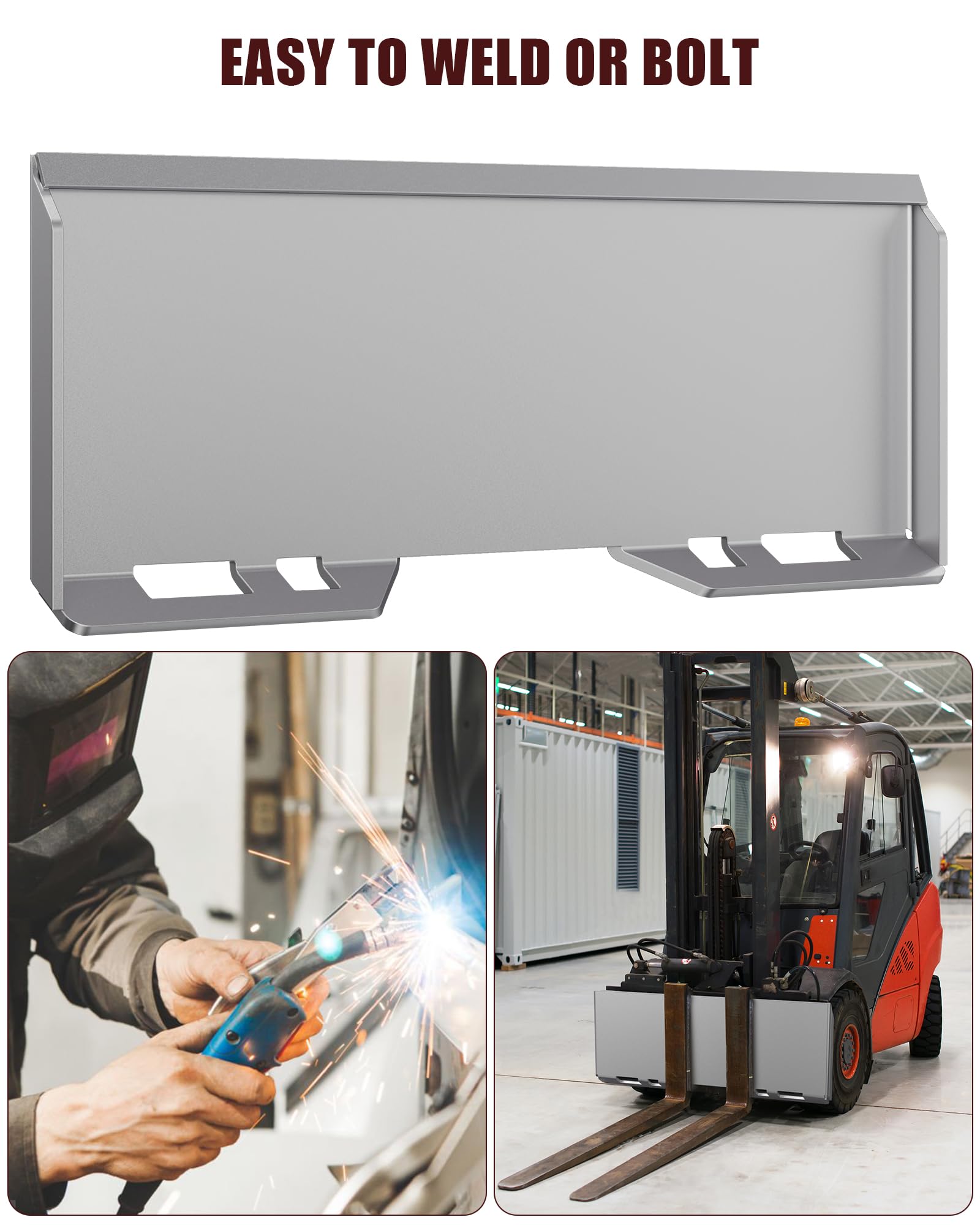 Garvee 1/2 Inch Skid Steer Attachment Plate, Steel Quick Tach Attachment Loader Plate, 12000 LBS Max, Thick Skid Steer Mount Plate Fits Kubota, Bobcat, Tractors