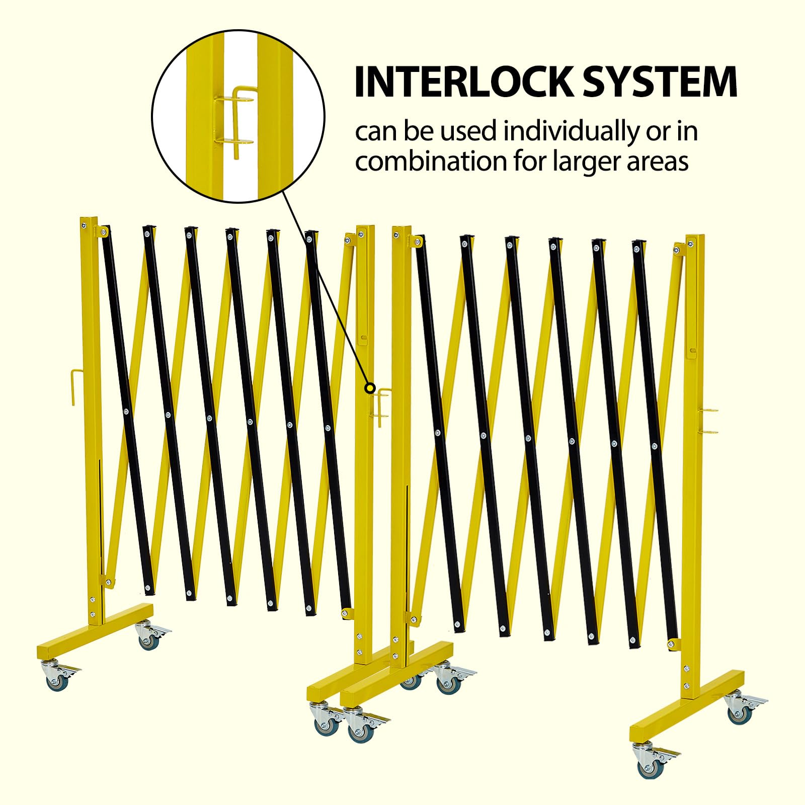11.8FT Expandable Safety Barricade with Casters & Warning Board