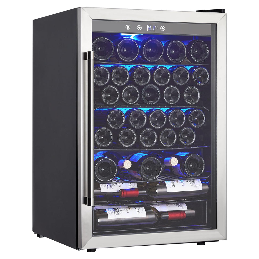 Wine Fridge Wine Cooler Refrigerator Temperature 7 Levels Adjustable Temperature Range 40~61°F