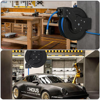 Garvee Retractable Air Hose Reel 3/8"x25ft Hybrid Hose Auto Rewind 180° Mount Steel Workshop Garage