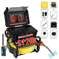 Garvee Sewer Camera with Locator, 512Hz Transmitter, 100ft Cable 10.1" HD Monitor Aluminum IP68 Waterproof 12 LED Lights Drain Pipe Inspection