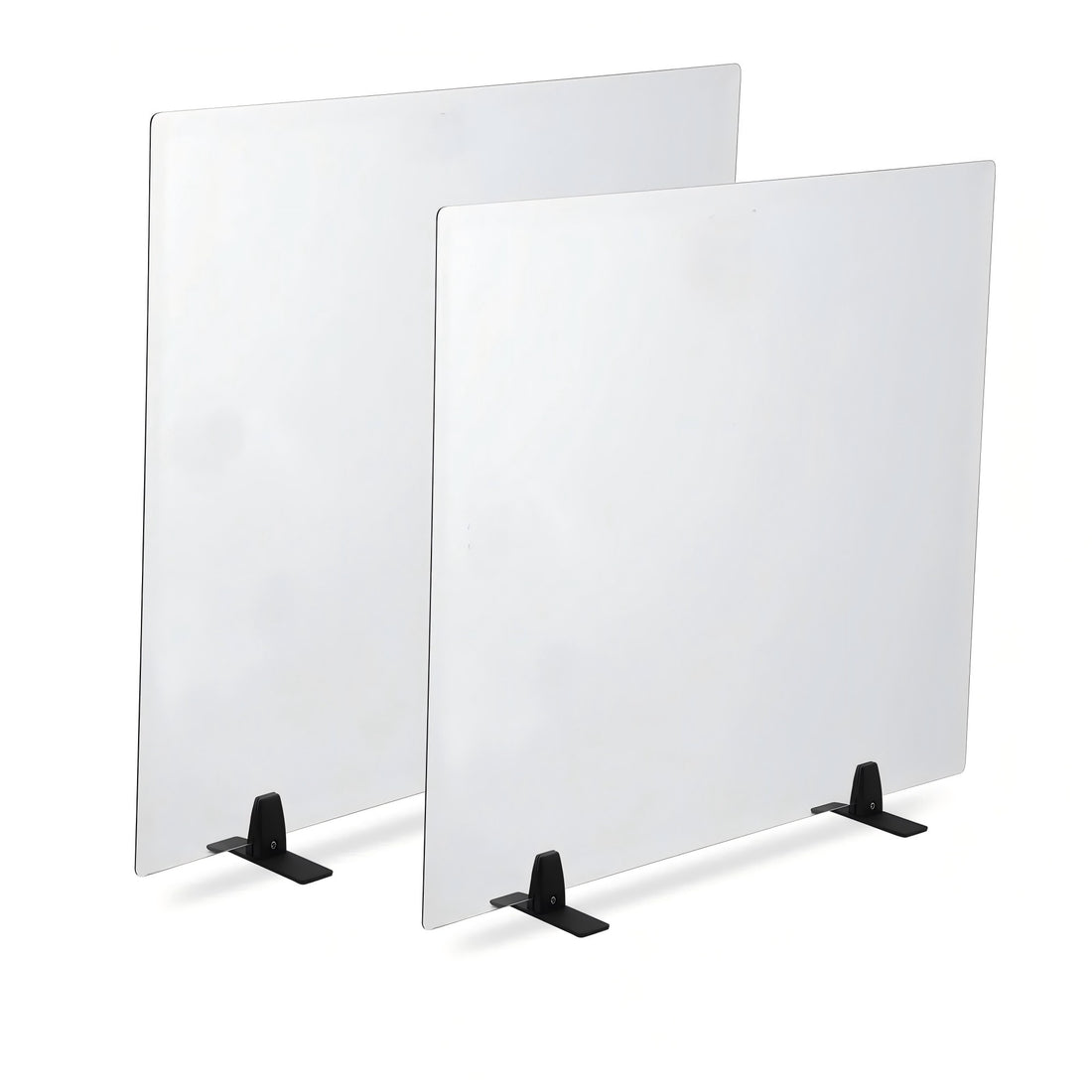 Garvee Tempered Glass Fireplace Screen - 29" x 39", Clear Glass, Metal Black Base