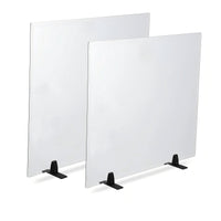 Garvee Tempered Glass Fireplace Screen - 29" x 39", Clear Glass, Metal Black Base