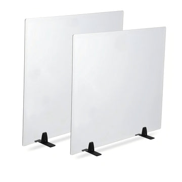 Garvee Tempered Glass Fireplace Screen - 29" x 39", Clear Glass, Metal Black Base