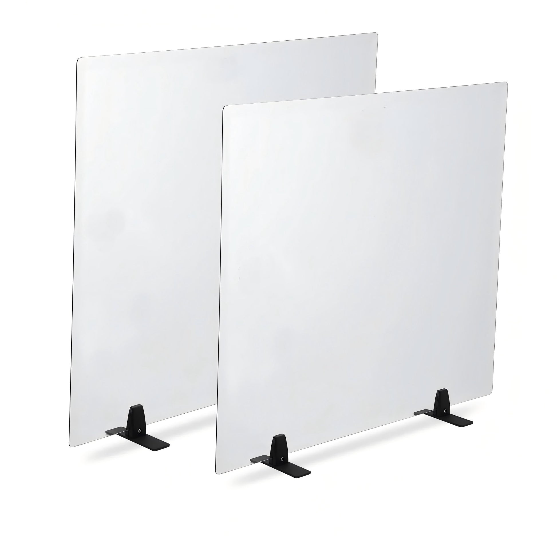 Garvee Tempered Glass Fireplace Screen - 26" x 36", Clear Glass, Metal Black Base