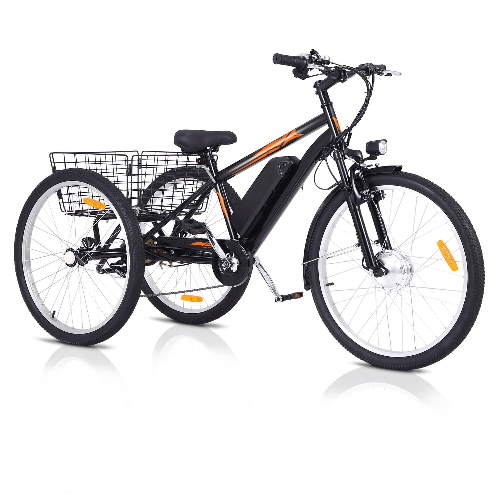 Adult 3-Wheel Electric Bike, 7-Speed Electric Trike with Basket - GARVEE