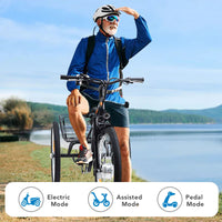 Garvee Adult 3-Wheel Electric Bike, 7-Speed Electric Trike with Basket - Black Orange / 26 inch Wheel