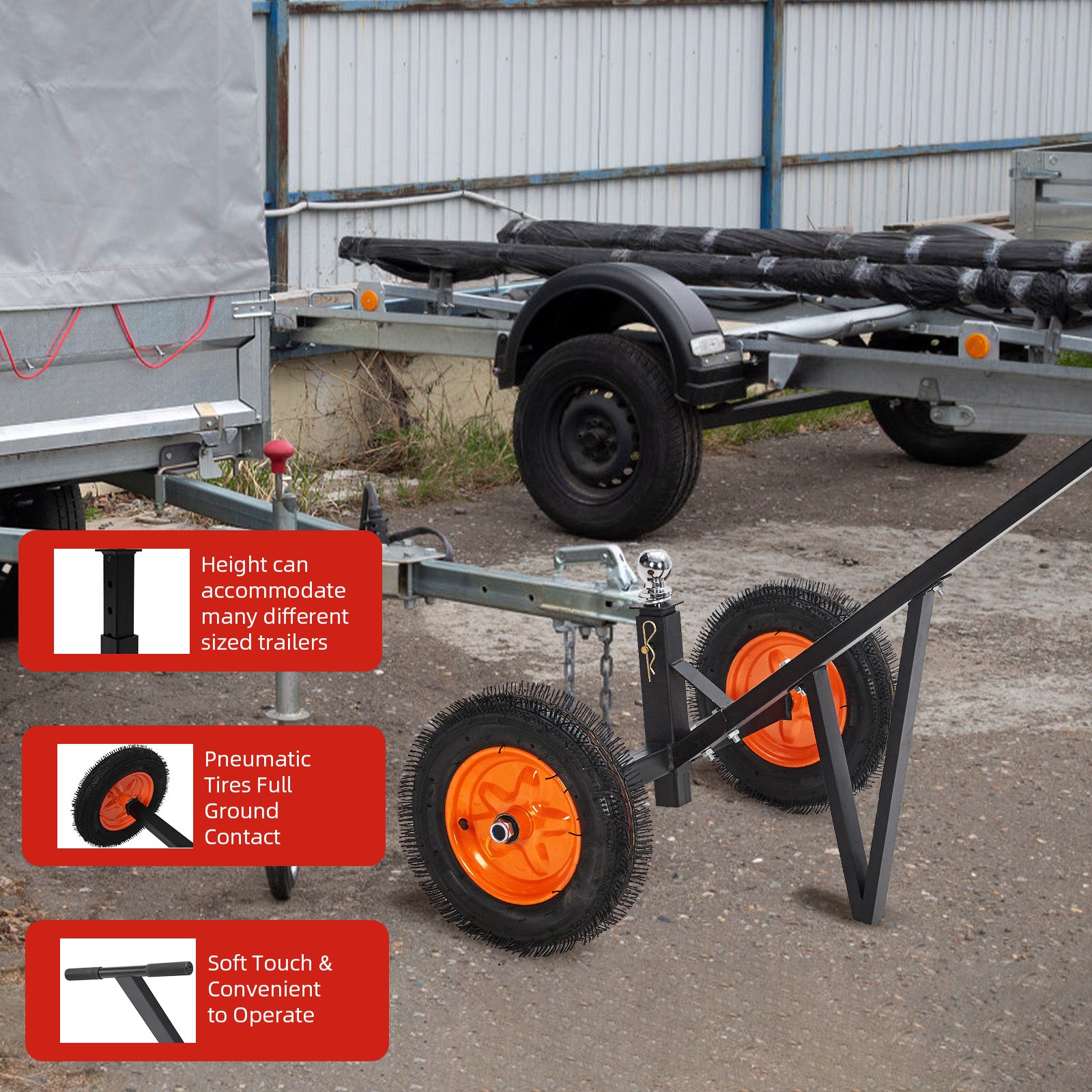 Adjustable 15.7"-23.6" Trailer Dolly - Move Boats, RVs Easily