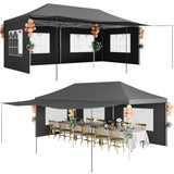 Garvee 10x20 Pop Up Canopy Tent Heavy Duty Waterproof with Roller Bag, Thickened Legs, 6 Sidewalls, Sandbags, Adjustable Height for Parties and Outdoor Events - Grey