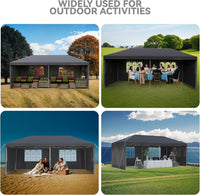 Garvee Graveelife 10x20 Pop Up Canopy Tent, Portable Outdoor Canopy with 4 Sidewalls, Wheeled Bag, Easy Set-Up Waterproof Outdoor Party Gazebo, Instant Tent for Wedding Backyard Garden Event