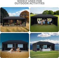 Garvee Graveelife 10x20 Pop Up Canopy Tent, Portable Outdoor Canopy with 4 Sidewalls, Wheeled Bag, Easy Set-Up Waterproof Outdoor Party Gazebo, Instant Tent for Wedding Backyard Garden Event