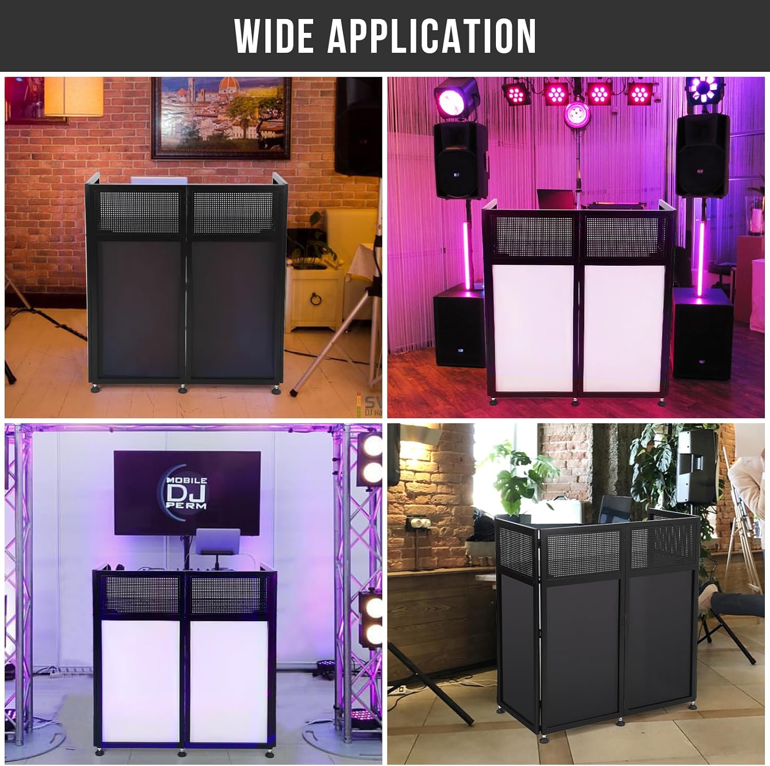 Garvee DJ Booth Portable DJ Facade Table Station Event Foldable 20"x40" Tabletop, Black & White Lighting Scrims for Show, Party, Gathering