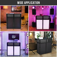 Garvee DJ Booth Portable DJ Facade Table Station Event Foldable 20"x40" Tabletop, Black & White Lighting Scrims for Show, Party, Gathering