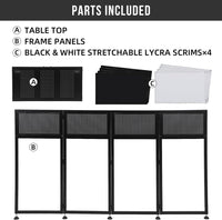 Garvee DJ Booth Portable DJ Facade Table Station Event Foldable 20"x40" Tabletop, Black & White Lighting Scrims for Show, Party, Gathering