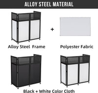 Garvee DJ Booth Portable DJ Facade Table Station Event Foldable 20"x40" Tabletop, Black & White Lighting Scrims for Show, Party, Gathering