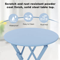 Garvee Outdoor 3 Pieces Patio Bistro Set, Waterproof Folding Coffee Table and Chairs Sets, Blue