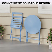 Garvee Outdoor 3 Pieces Patio Bistro Set, Waterproof Folding Coffee Table and Chairs Sets, Blue