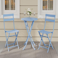 Garvee Outdoor 3 Pieces Patio Bistro Set, Waterproof Folding Coffee Table and Chairs Sets, Blue