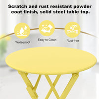 Garvee Outdoor 3 Pieces Patio Bistro Set, Waterproof Folding Coffee Table and Chairs Sets, Yellow