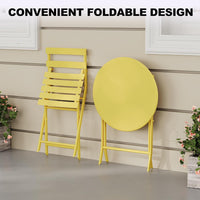Garvee Outdoor 3 Pieces Patio Bistro Set, Waterproof Folding Coffee Table and Chairs Sets, Yellow